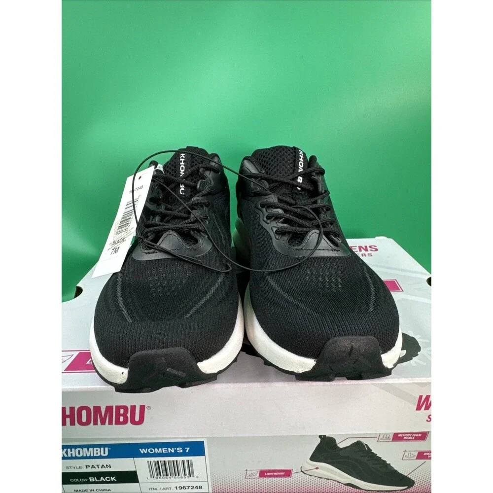 Khombu Women's Patan Black Sneakers Lightweight Memory Foam Breathable Sz 7 New